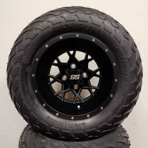 12in. LIGHTNING Off Road 23x10-12 on Excalibur Series 80 Matte Black Wheel - Set of 4