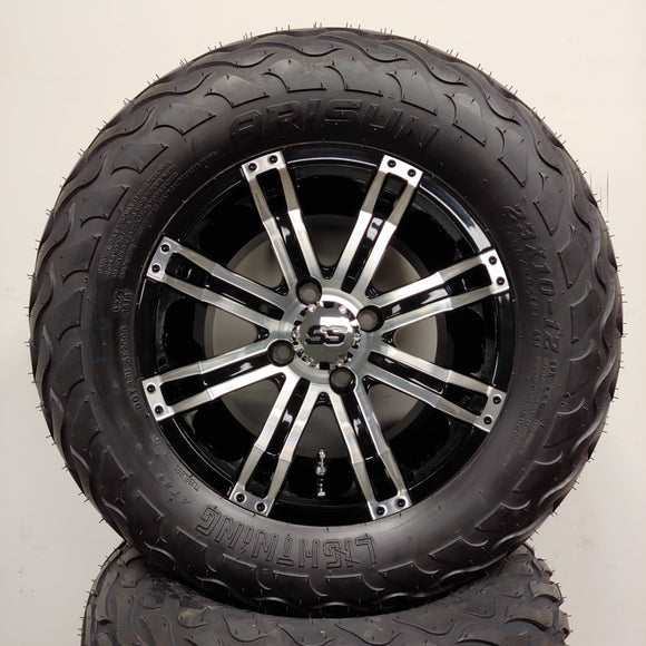 12in. LIGHTNING Off Road 23x10-12 on Excalibur AX-3 Series Black/Machined Face Wheel - Set of 4