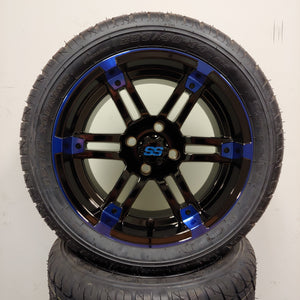 14in. Low Pro 205/30-14 on Excalibur Series 77 Black/Blue Wheel - Set of 4