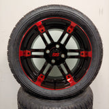 14in. Low Pro 205/30-14 on Excalibur Series 77 Black/Red Wheel - Set of 4