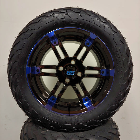 14in. LIGHTNING Off Road 23x10x14 on Excalibur Series 77 Black/Blue Wheel - Set of 4