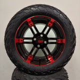 14in. LIGHTNING Off Road 23x10x14 on Excalibur Series 77 Black/Red Wheel - Set of 4