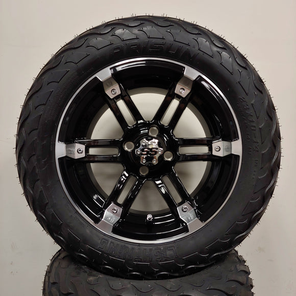 14in. LIGHTNING Off Road 23x10x14 on Excalibur Series 77 Black/Machined Face Wheel - Set of 4