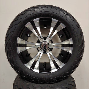 14in. LIGHTNING Off Road 23x10x14 on Excalibur Series 74 Black/Machined Face Wheel - Set of 4