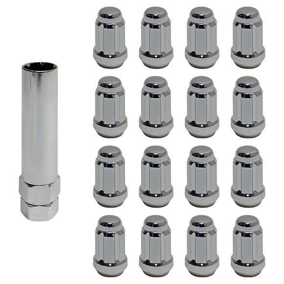 Lug Nut Set of 16, Hexagon Socket Key, Chrome, Standard 1/2